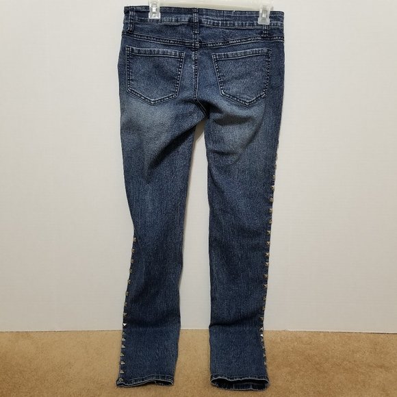 Mossimo jeggings 9 pyramid stud embellished tuexdo stripe style whiskered punk - Picture 2 of 15